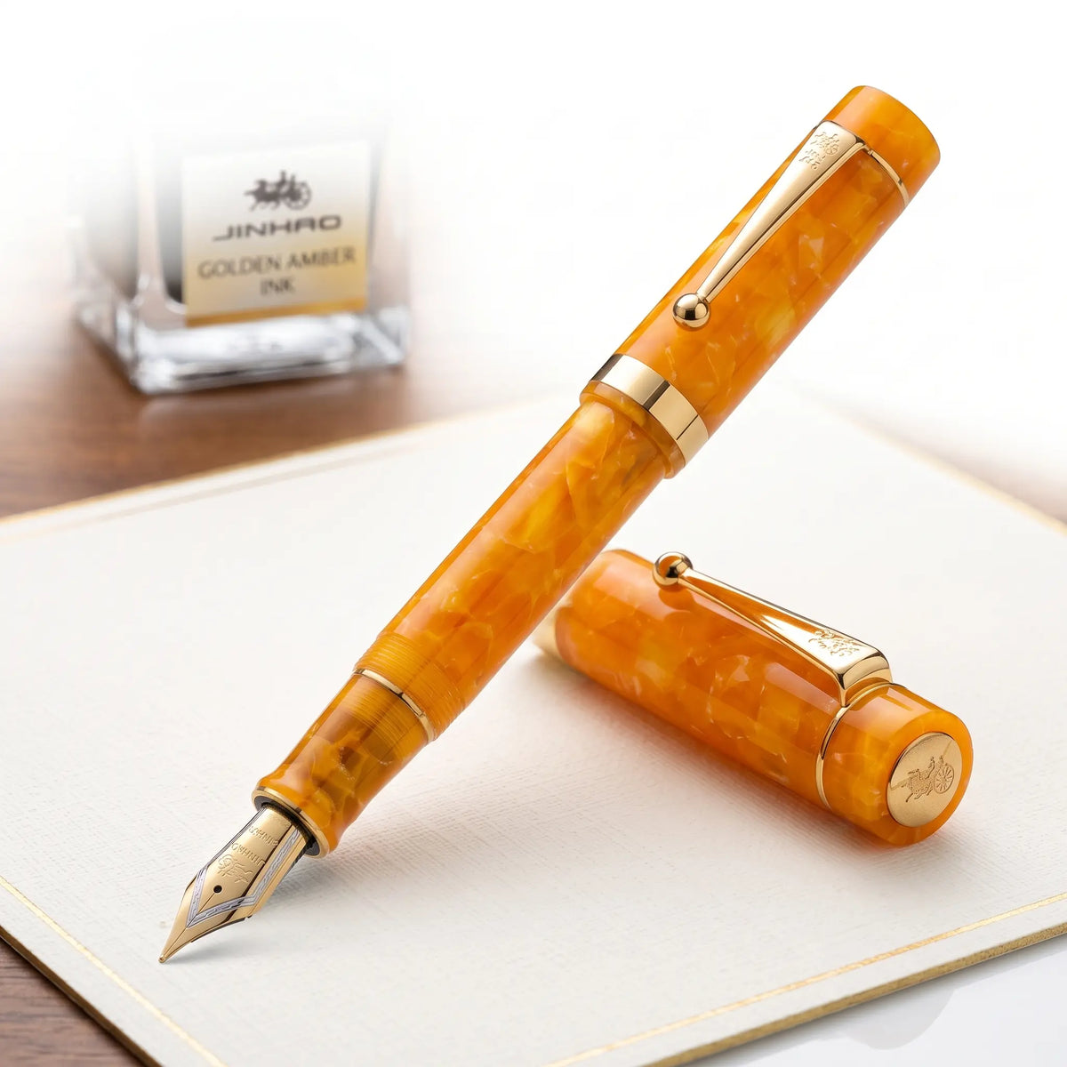 Caneta Tinteiro Jinhao Century 100 Gold Stone - Ponta EF Jinhao