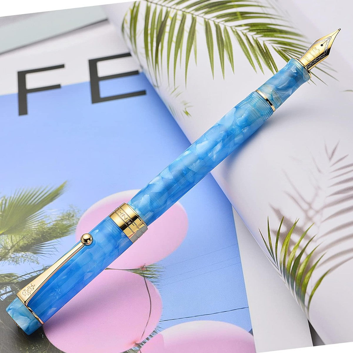 Caneta Tinteiro Jinhao Century 100 Haibao Blue - Ponta EF Jinhao