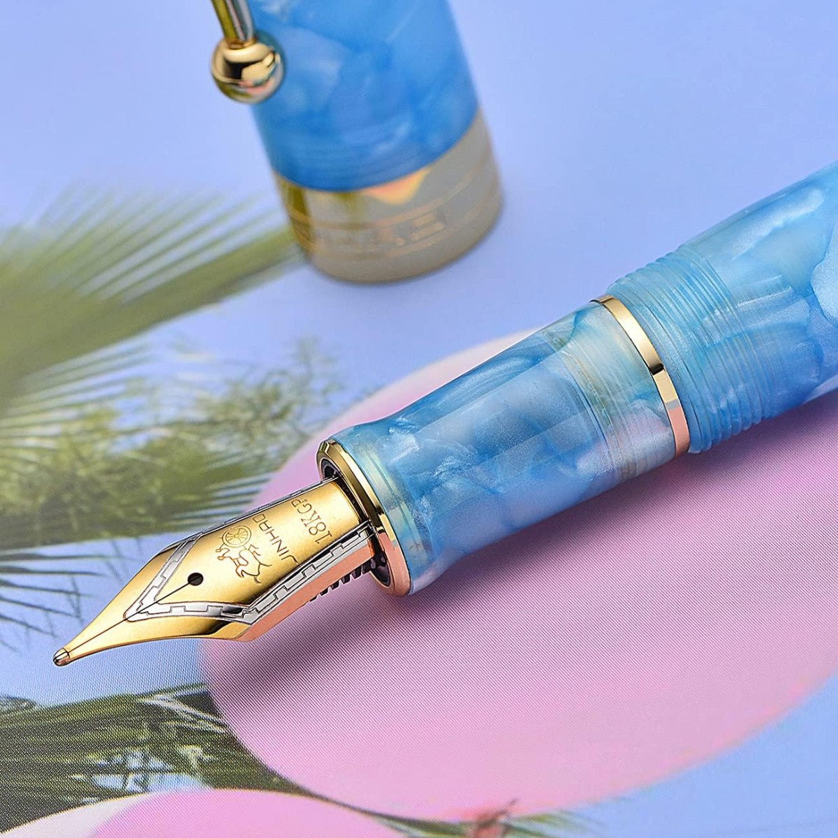 Caneta Tinteiro Jinhao Century 100 Haibao Blue - Ponta EF Jinhao