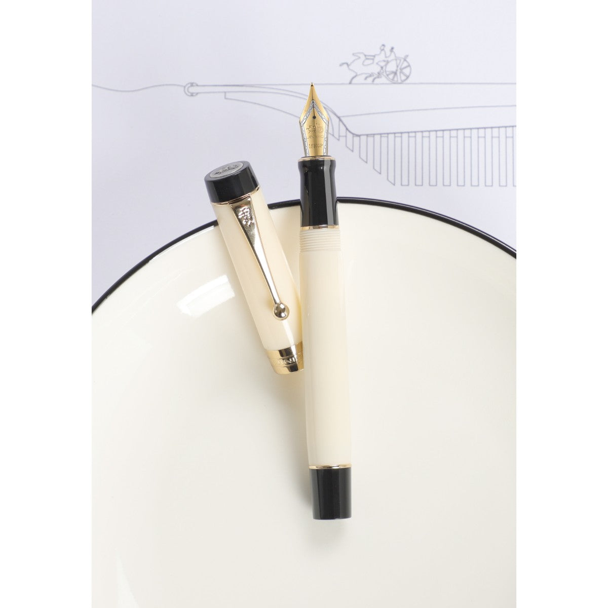 Caneta Tinteiro Jinhao Century 100 Ivory White - Ponta F Jinhao