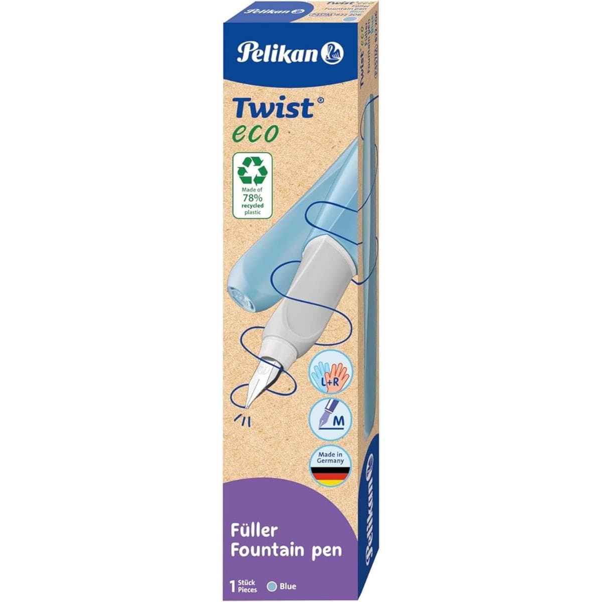 Caneta Tinteiro Pelikan Twist - Eco Blue - Pena M Pelikan