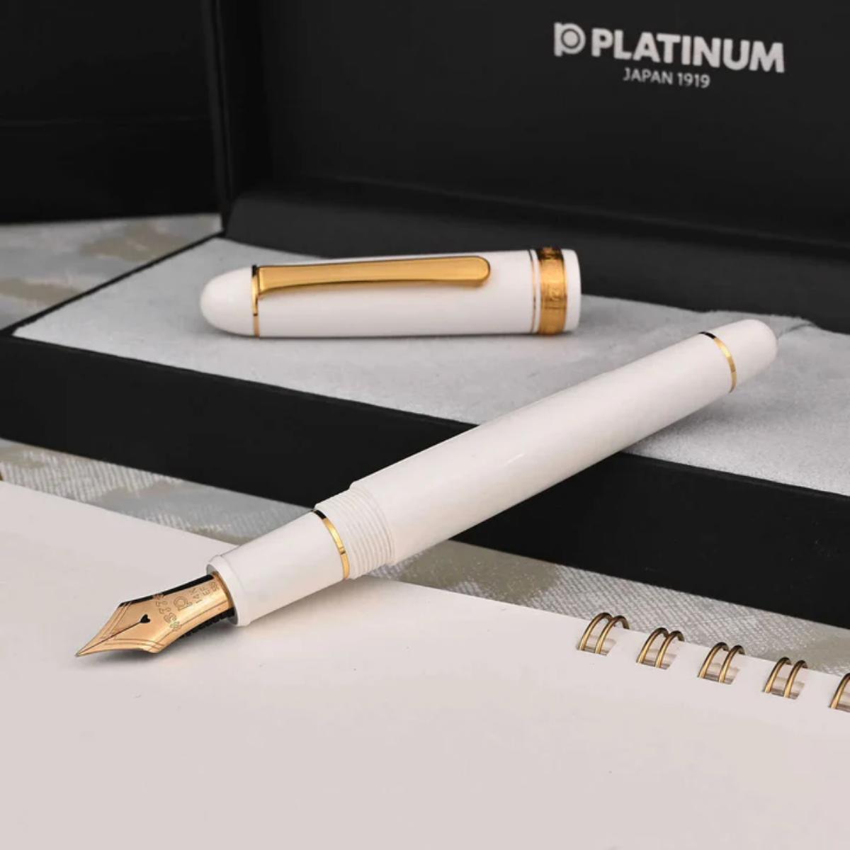 Caneta Tinteiro Platinum 3776 Century - White & Gold - M Platinum