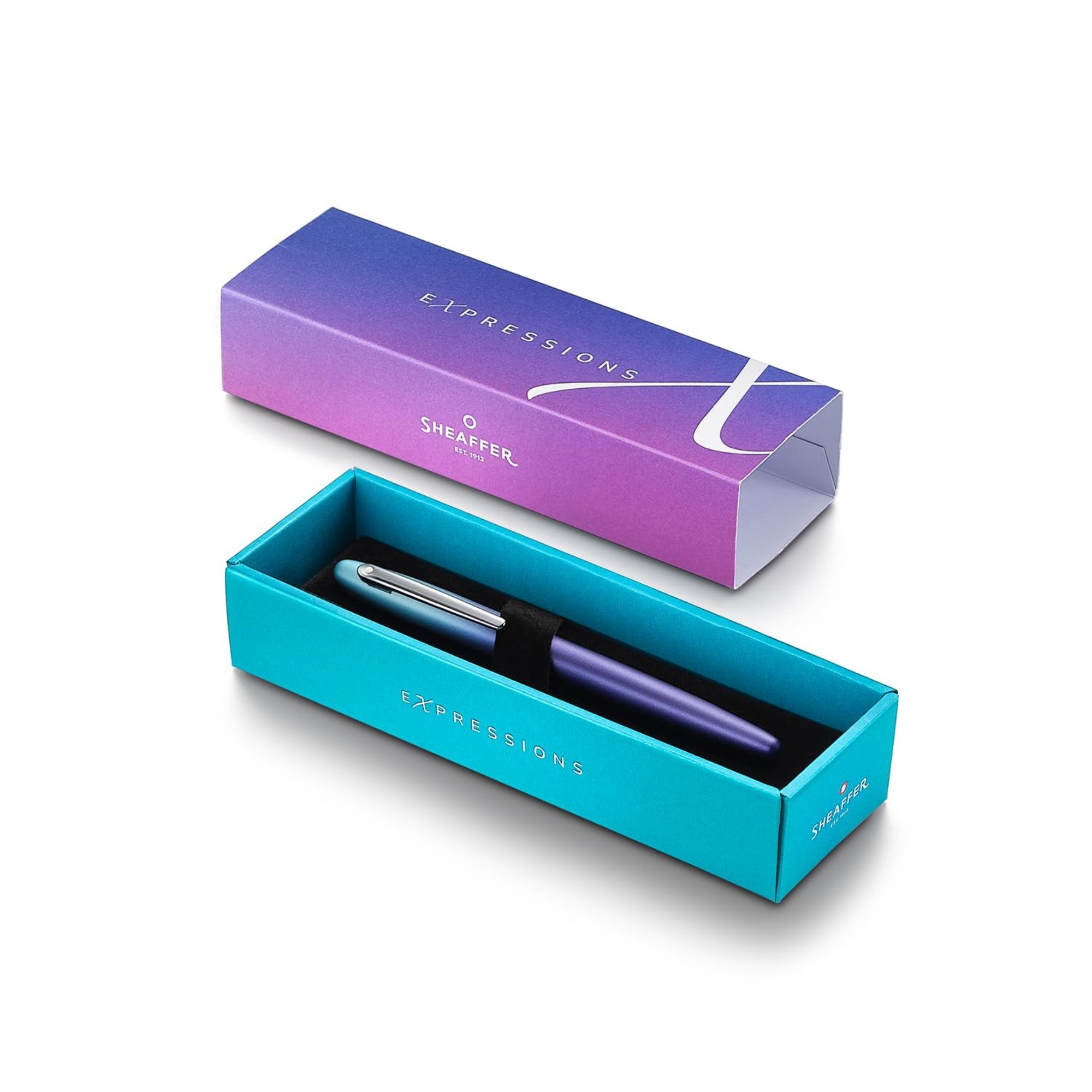 Caneta Tinteiro Sheaffer Expressions VFM - Degradê Azul e Perolado - M Sheaffer