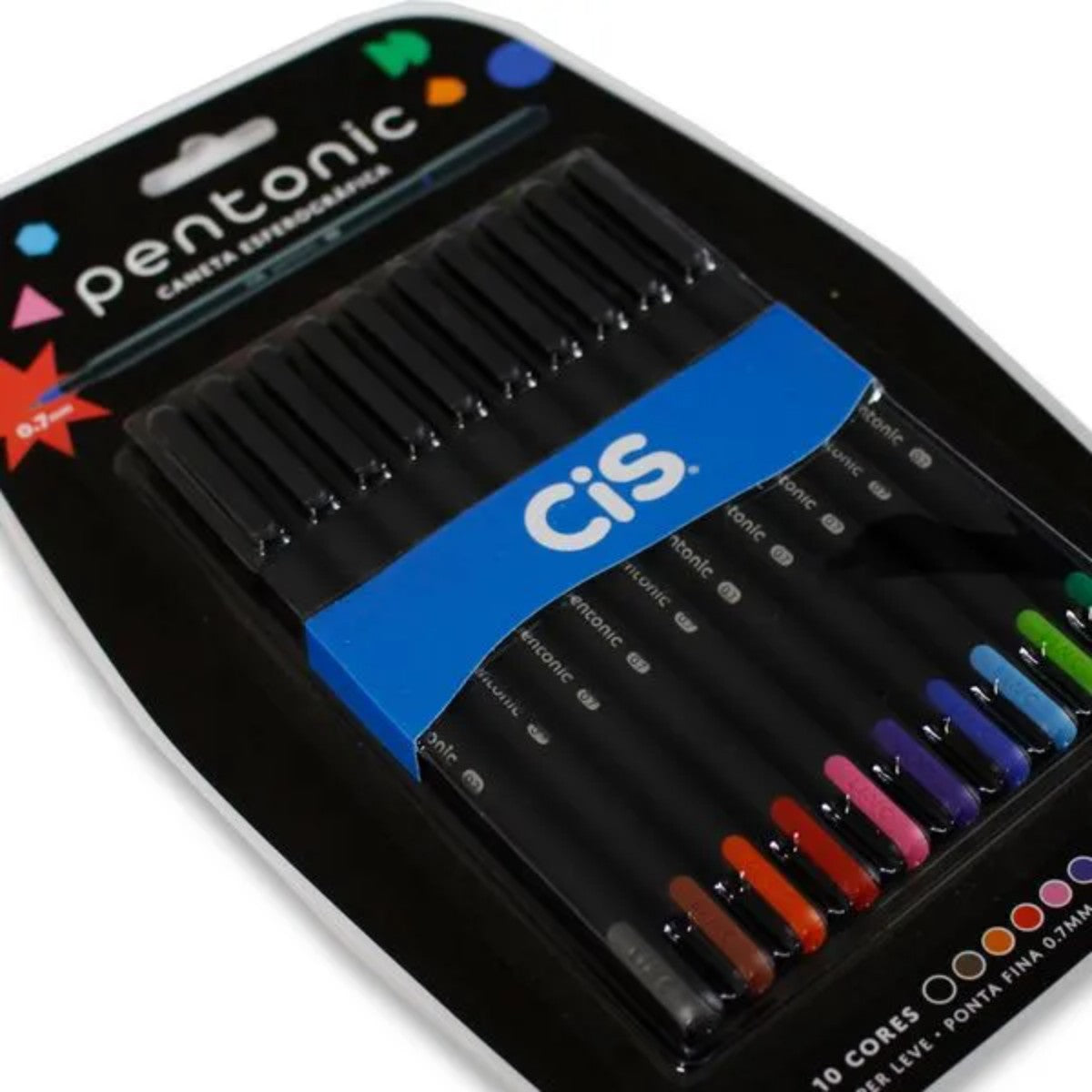 Canetas Cis Pentonic 0.7mm  - 10 Cores Livraria Skilo