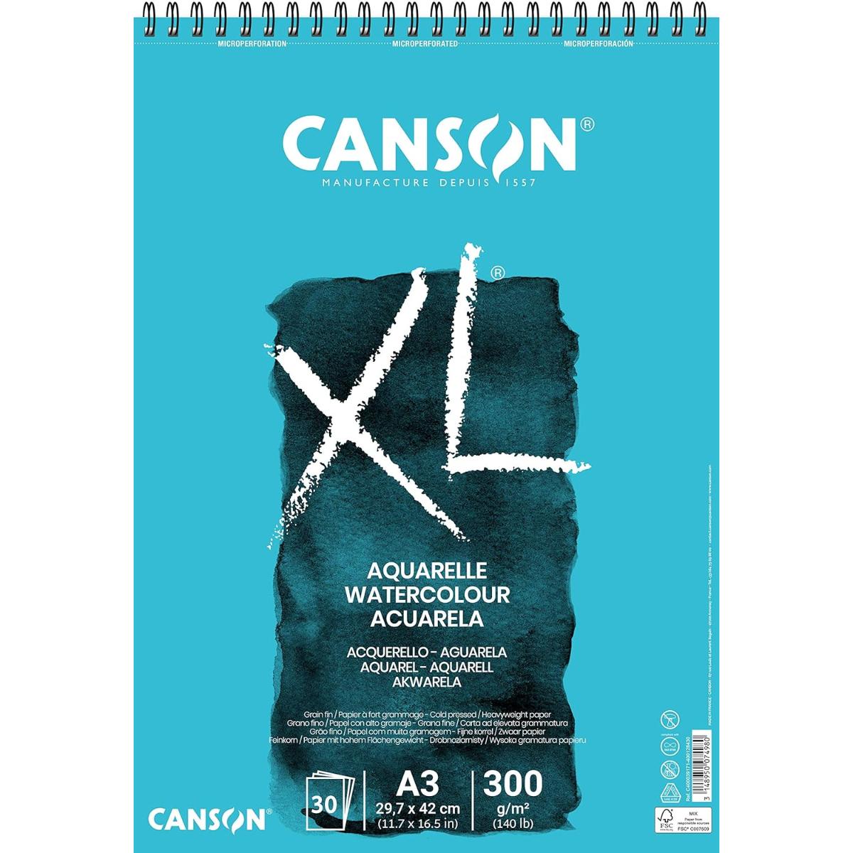 Canson XL Aquarelle - Bloco Para Aquarela A3 - 300g/m² Livraria Skilo