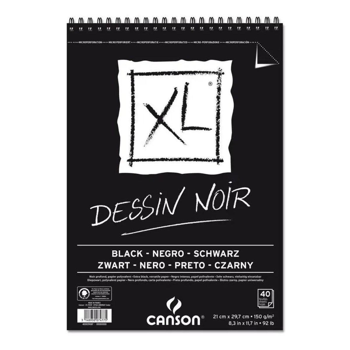 Canson XL Dessin Noir - Bloco Preto Para Desenho - A4 - 150g/m² Canson