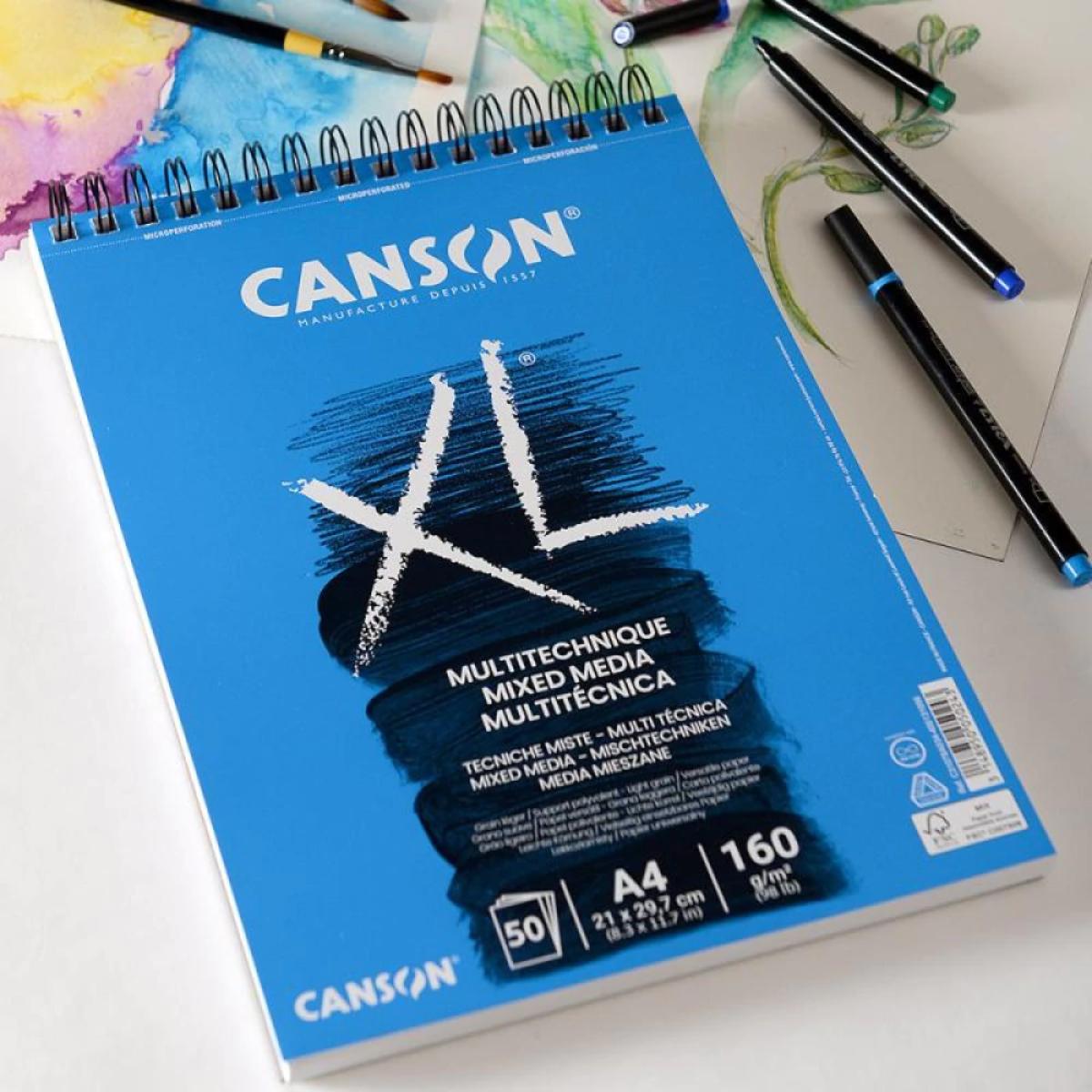Canson XL Mix Média Multitécnica - Grão Fino A4 - 160g/m² Livraria Skilo