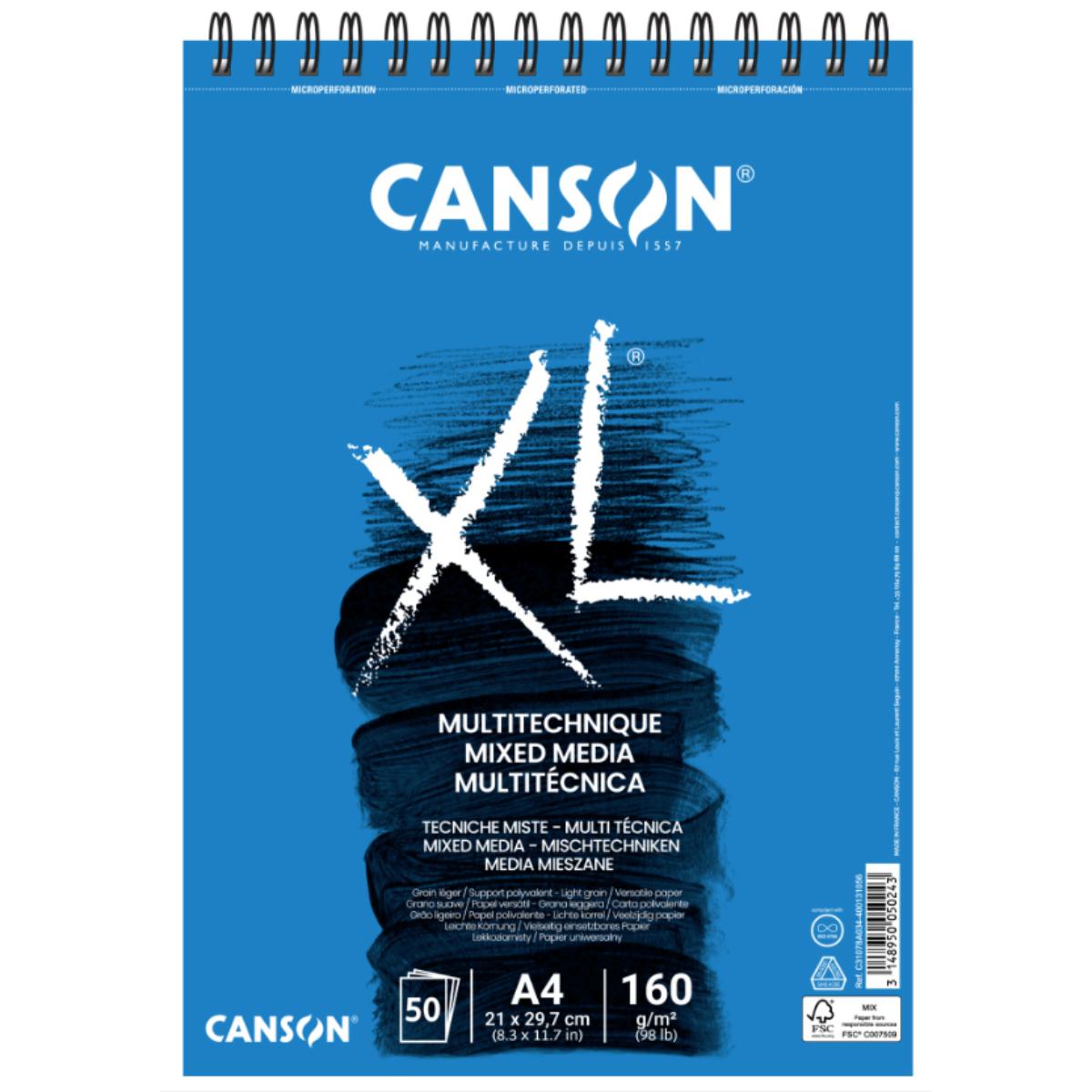 Canson XL Mix Média Multitécnica - Grão Fino A4 - 160g/m² Livraria Skilo