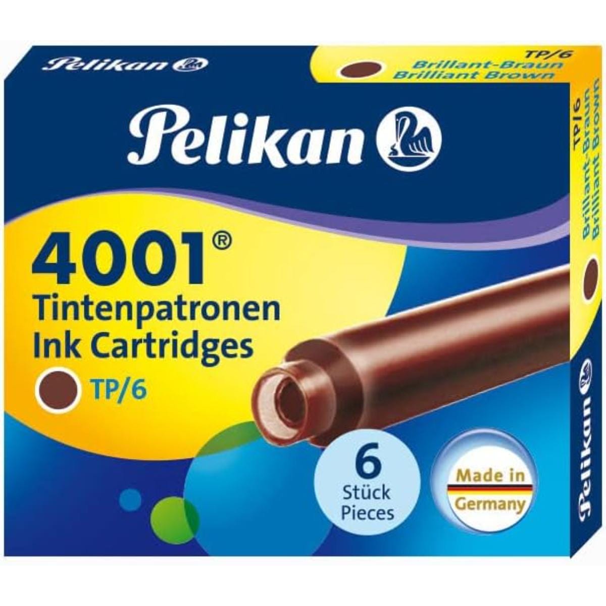 Cartucho para Caneta Tinteiro Pelikan 4001 - Marrom - 6 Unidades Pelikan