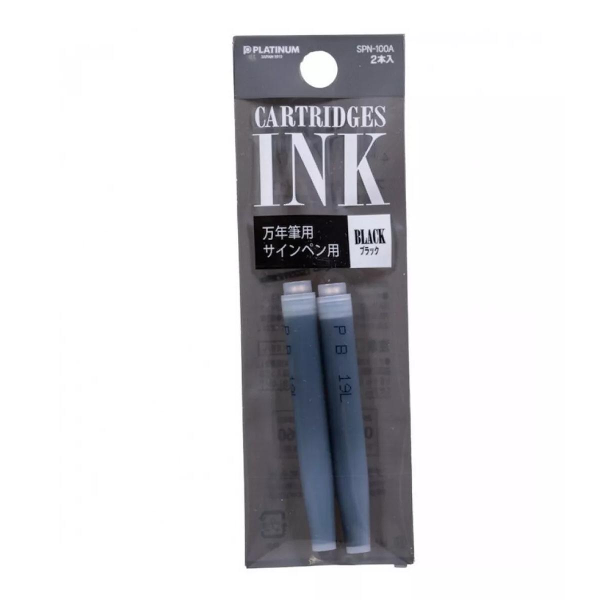 Cartucho Para Caneta Tinteiro Platinum - 02 Tubos - Cores Preto Platinum