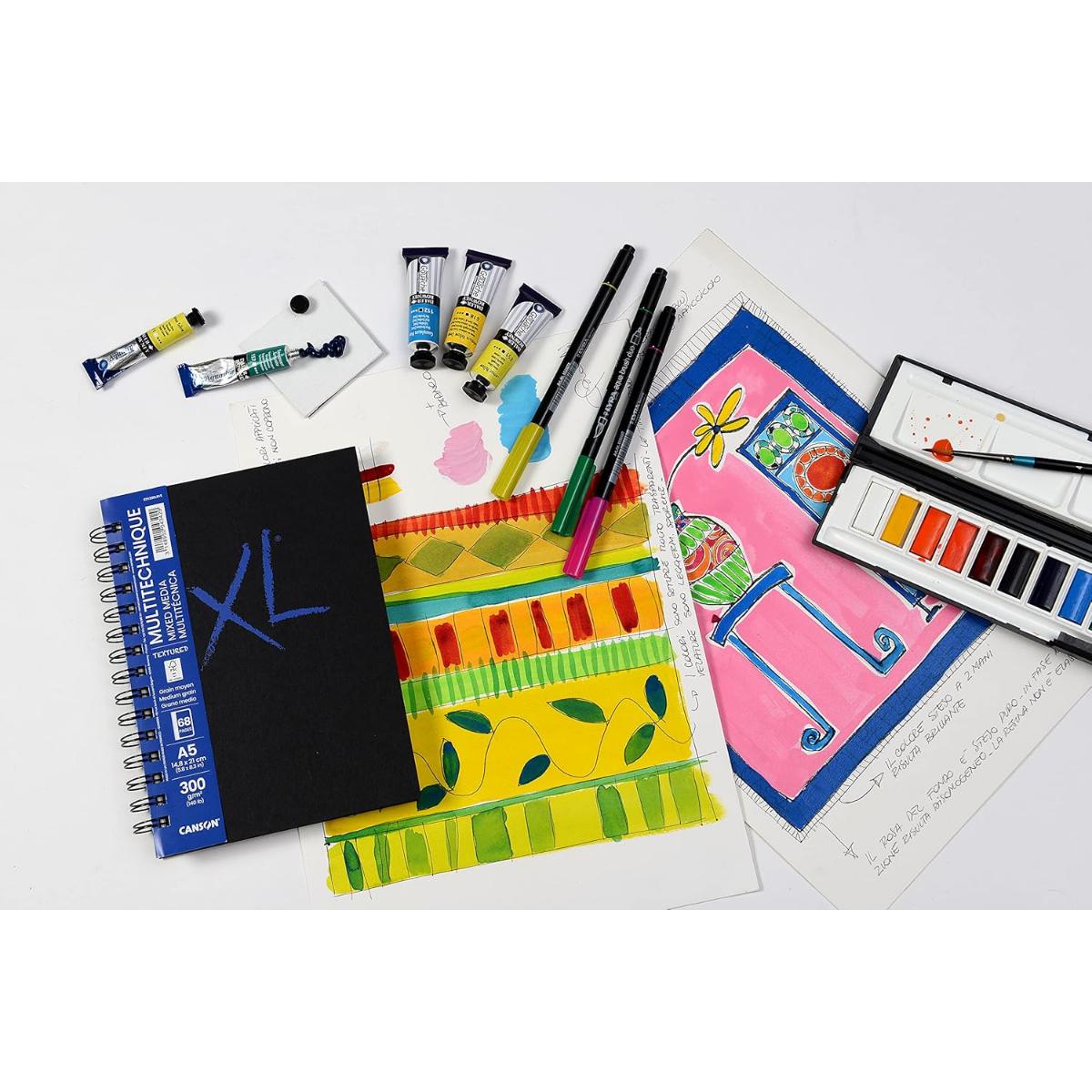 Sketchbook Canson XL A5 Espiral - Multitécnica - 300g