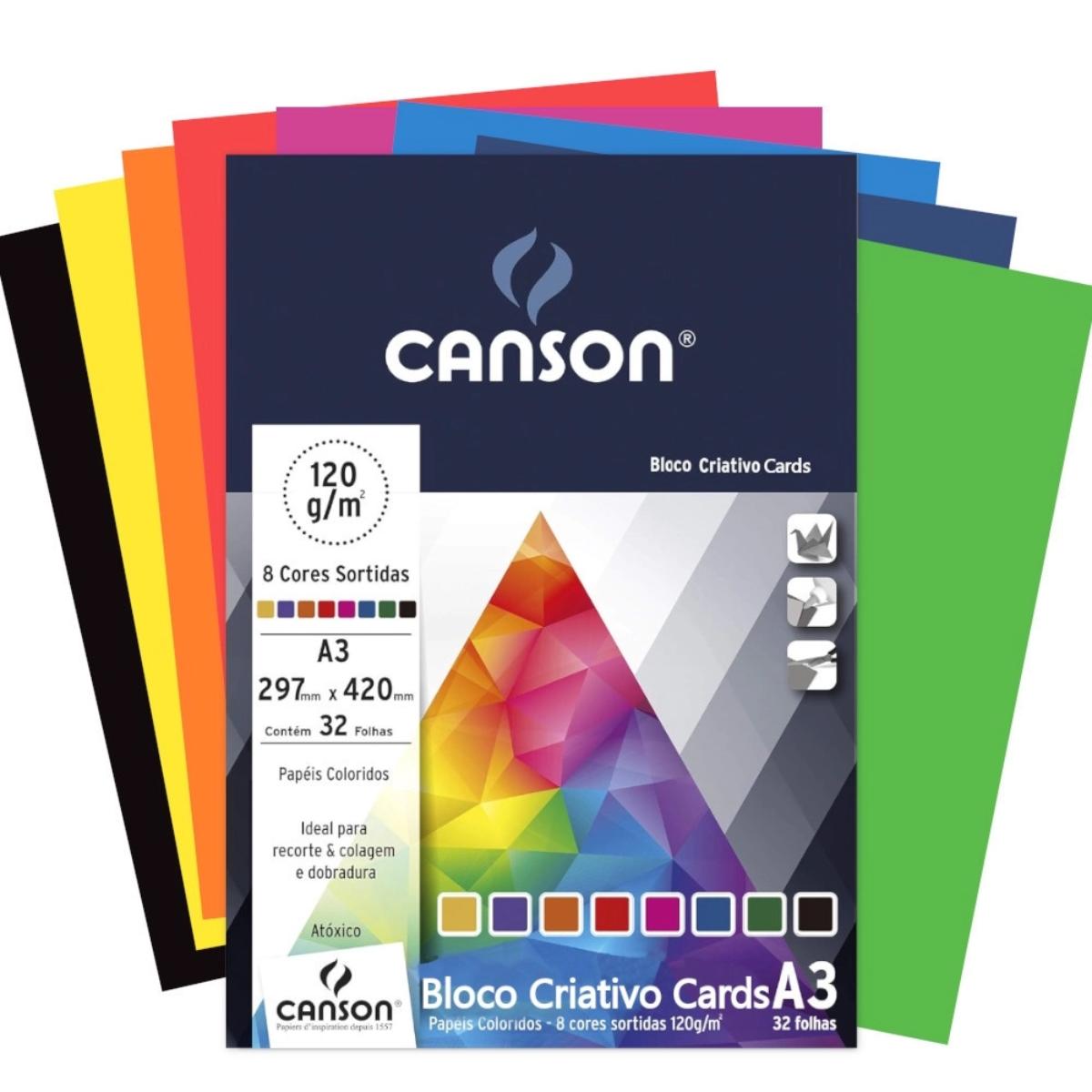Bloco Criativo Canson A3 - 8 Cores -120g/m2 - 32 Folhas Canson