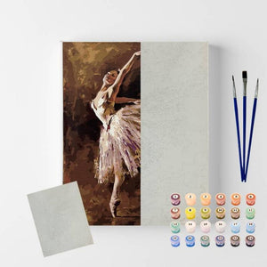 Kit Pintura Numerada em Tela - Bailarina - 40x50cm