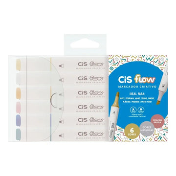 Cis Flow Marcador Criativo - 6 Cores Metálicas Cis