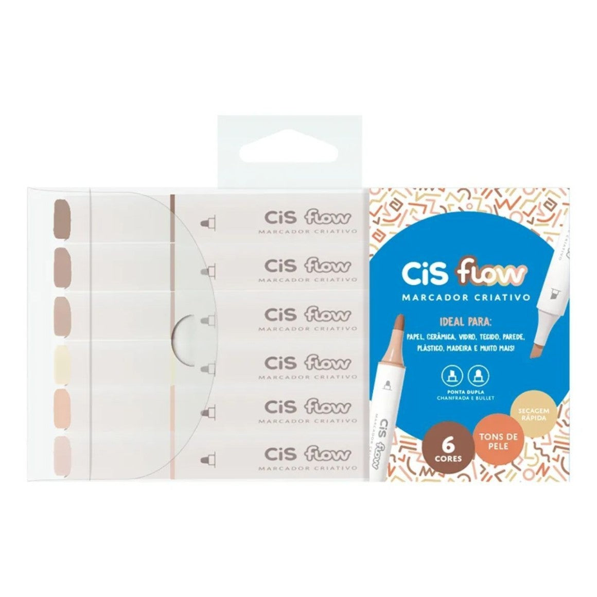 Cis Flow Marcador Criativo - 6 Tons de Pele Cis