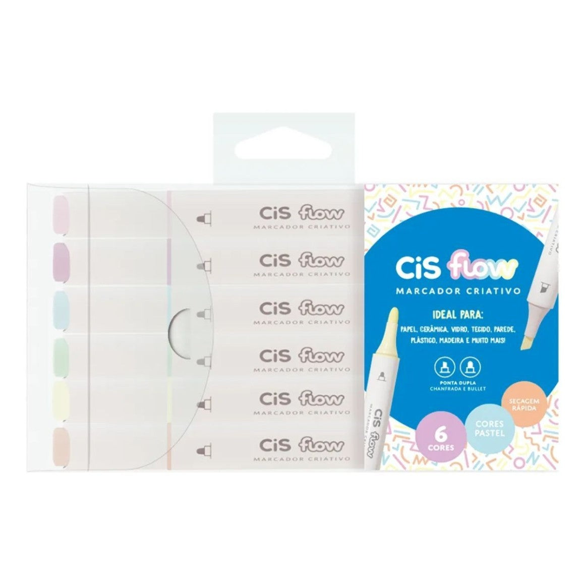 Cis Flow Marcador Criativo - 6 Tons Pastel Cis