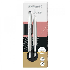 Conjunto Gift Pelikan Jazz Silver - Caneta Tinteiro e Esferográfica