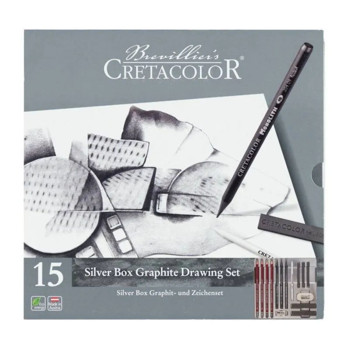 Conjunto Para Desenho Cretacolor Silver Box - 15 Peças Livraria Skilo