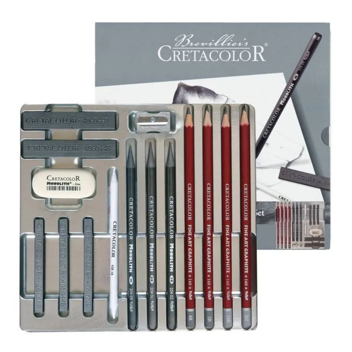 Conjunto Para Desenho Cretacolor Silver Box - 15 Peças Livraria Skilo