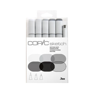 Copic Sketch - Estojo com 5 Tons de Cinza + 1 Multiliner