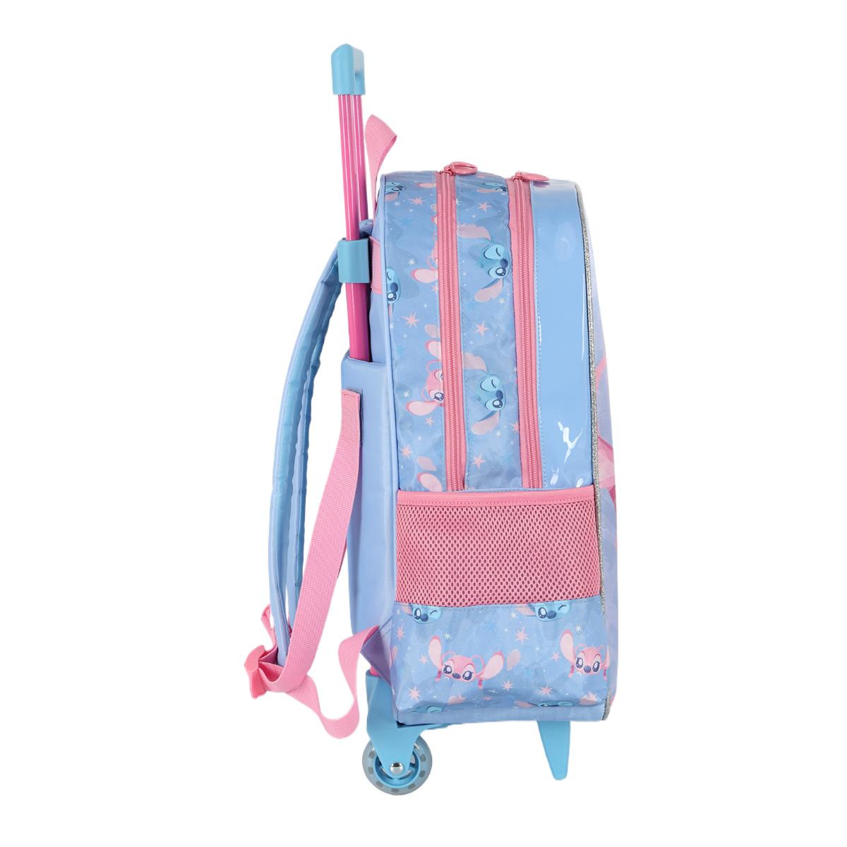 Mochila com Rodas Stitch e Angel - Rosa