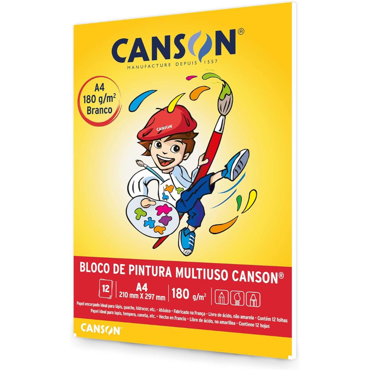Bloco Canson A4 - Pintura Infantil Multi Técnicas 180g/m2