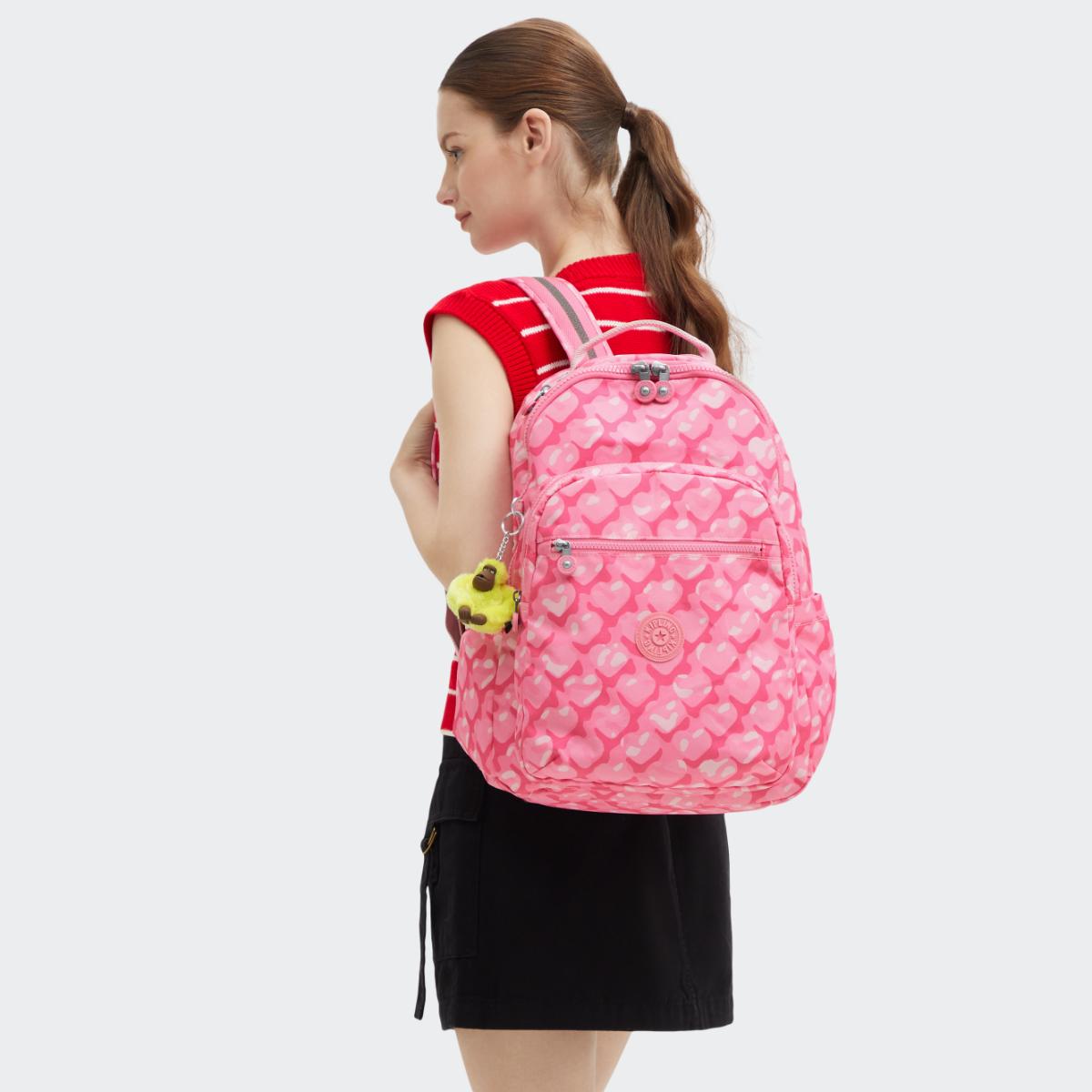 Mochila Kipling Seoul - Adorable Hearts - Estampado