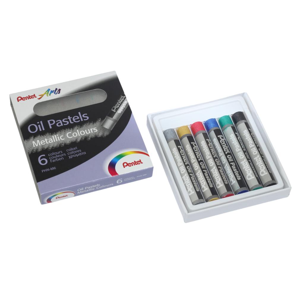 Giz Pastel Oleoso Pentel - 6 Cores Metálicas