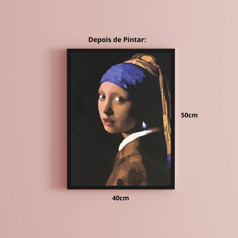 Kit Pintura Numerada em Tela - Vermeer - Moça com Brinco de Pérola - 40x50cm