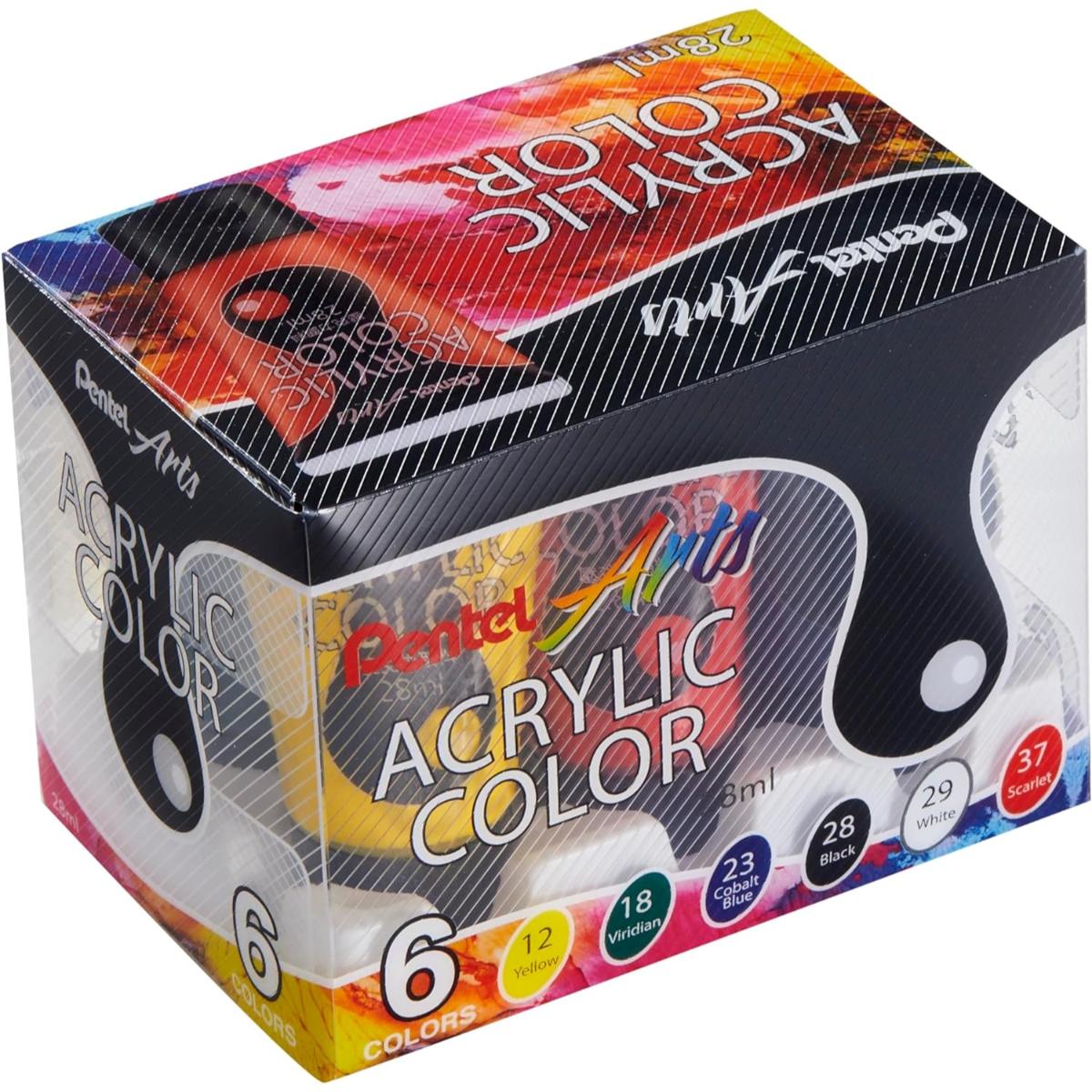 Tinta Acrílica Pentel - Pentel Acrylic Colour - 6 Cores