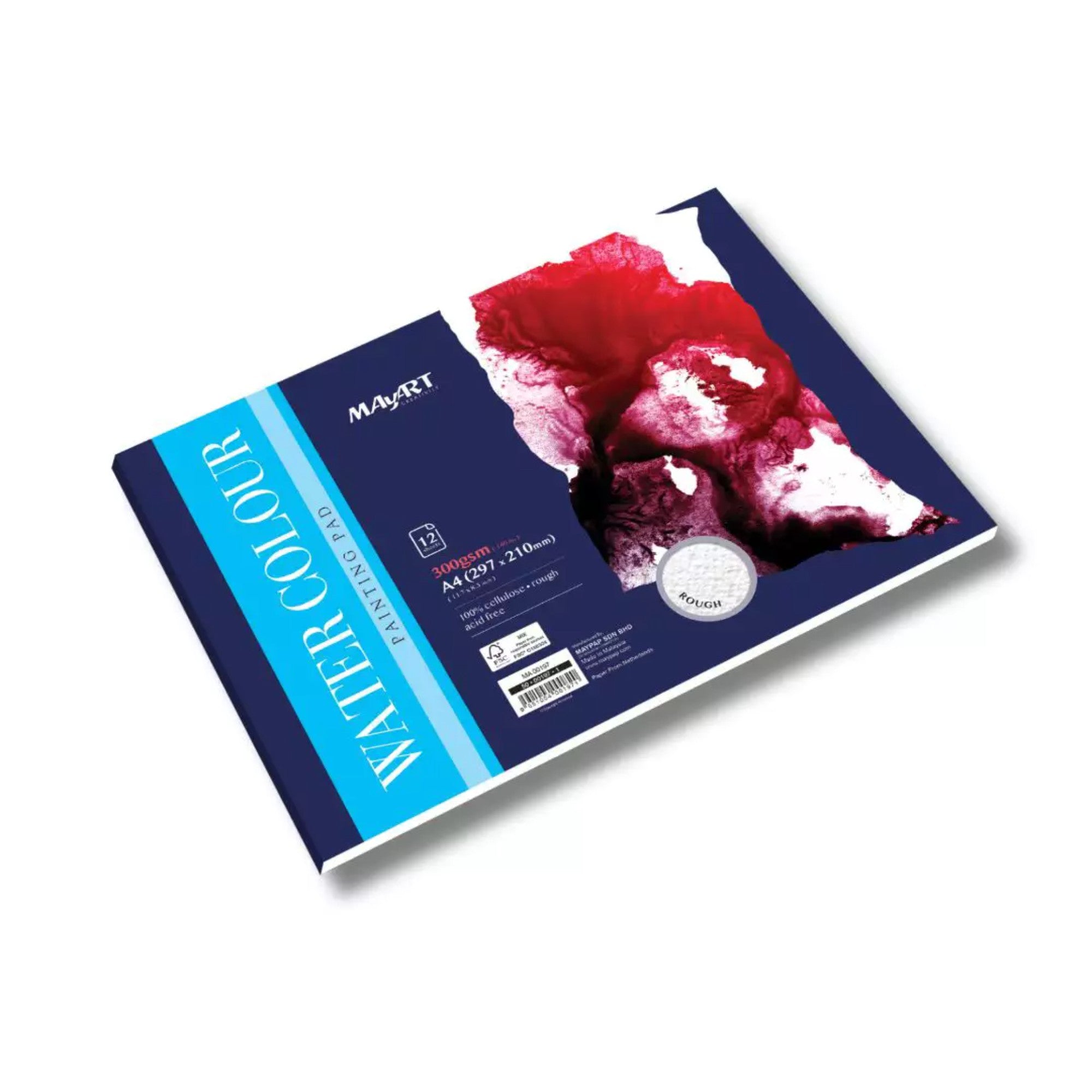 Bloco Aquarela MayArt A4 - 300g/m² 12 folhas - Celulose - Rough