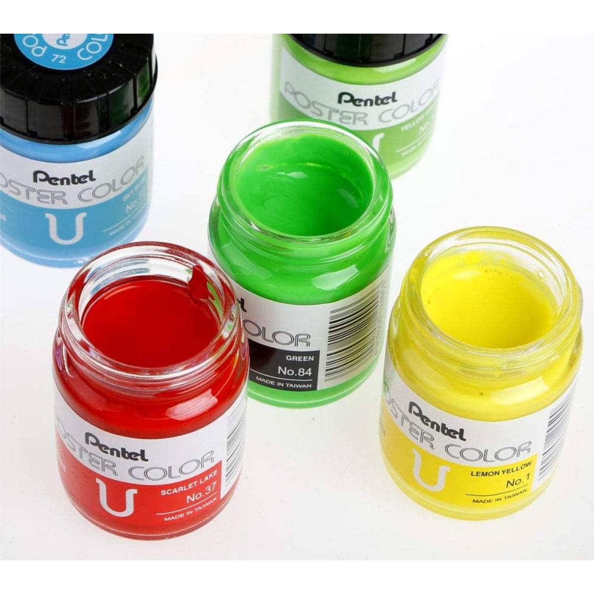 Tinta Guache Pentel Poster Color - 6 Cores - Guache Profissional