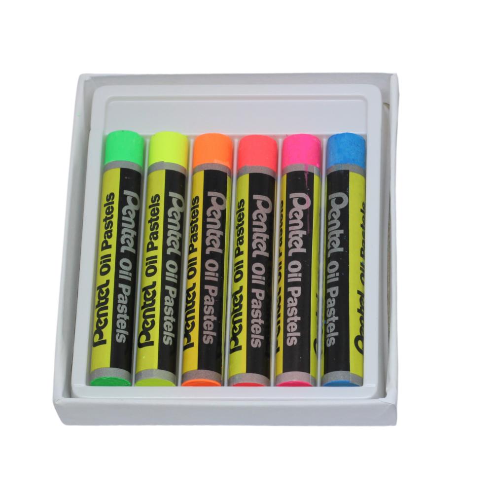 Giz Pastel Oleoso Pentel  - 6 Cores Fluorescentes