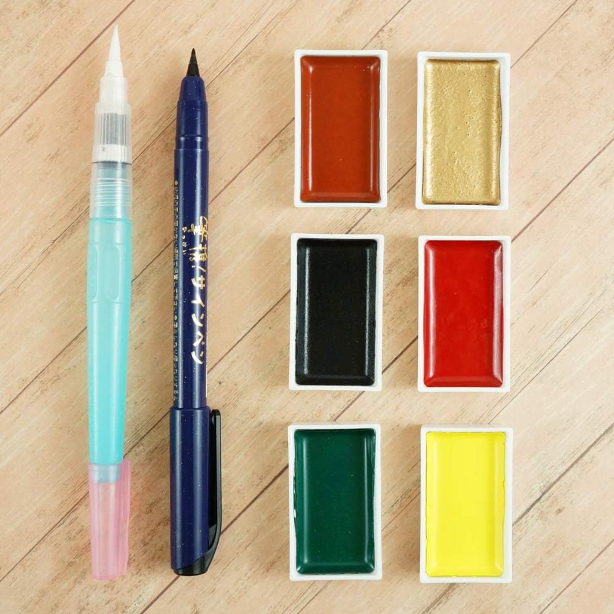Aquarela Kuretake Gansai Tambi - Estojo + Pincel + Brush Pen
