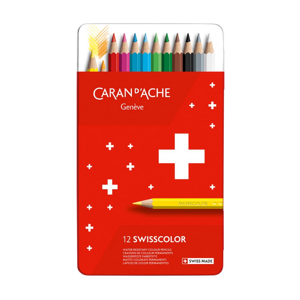 Lápis de Cor Caran D´Ache Swisscolor 12 Cores - Cardboard - Permanente