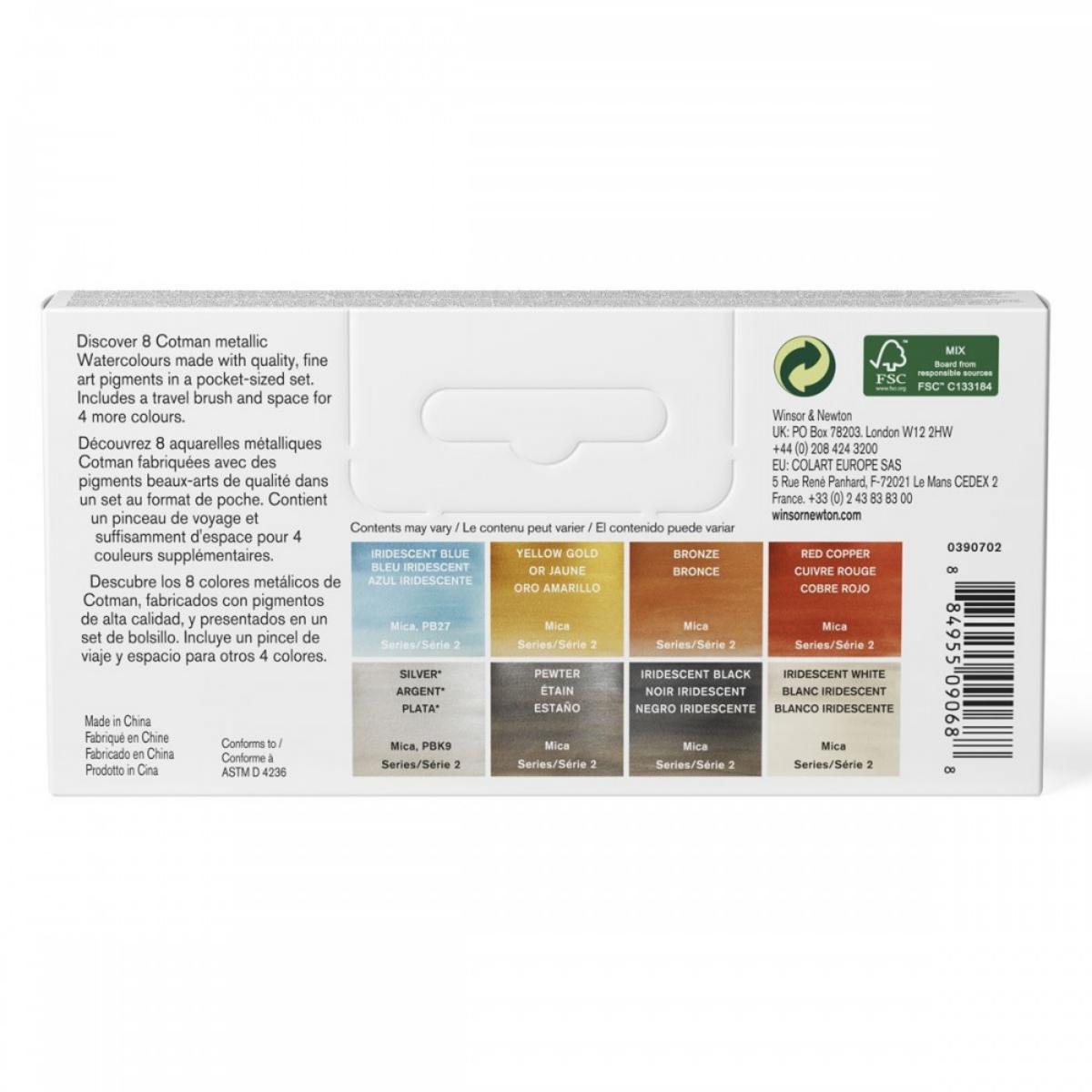 Estojo Aquarela Winsor & Newton Cotman - 08 Cores Metálicas Winsor & Newton
