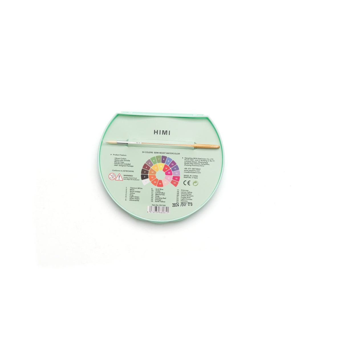 Estojo de Aquarela Semiúmida Himi - 24 Cores - Com Pincel - Roxo HIMI