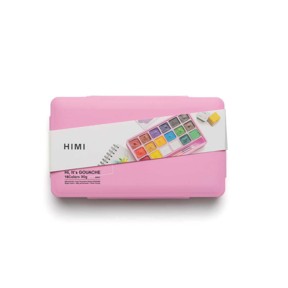 Estojo de Tinta Guache Himi - 18 Cores - 3 Pincéis - Rosa HIMI