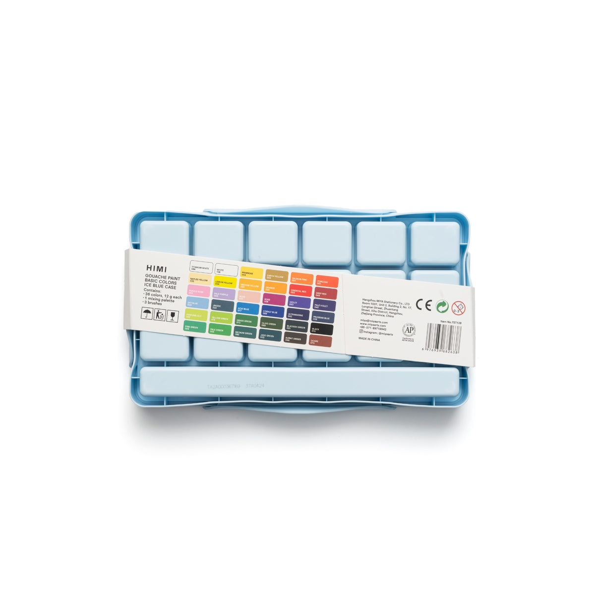 Estojo de Tinta Guache Himi - 36 Cores - 3 Pincéis - Azul HIMI