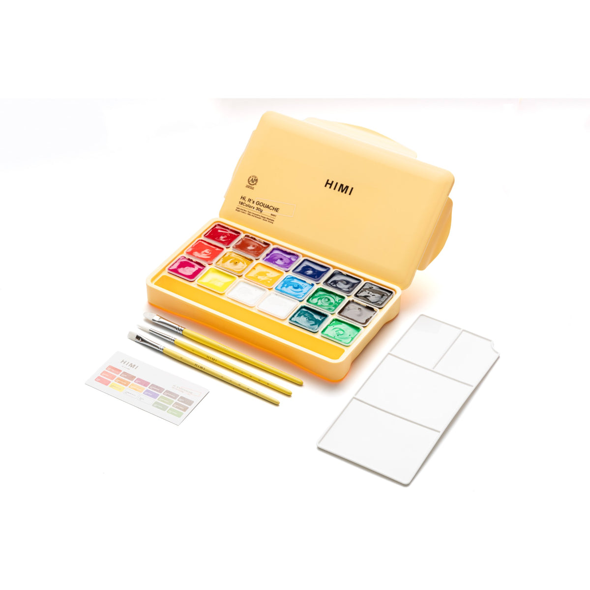 Estojo de Tinta Guache Himi Basic - 18 Cores - 3 Pincéis HIMI