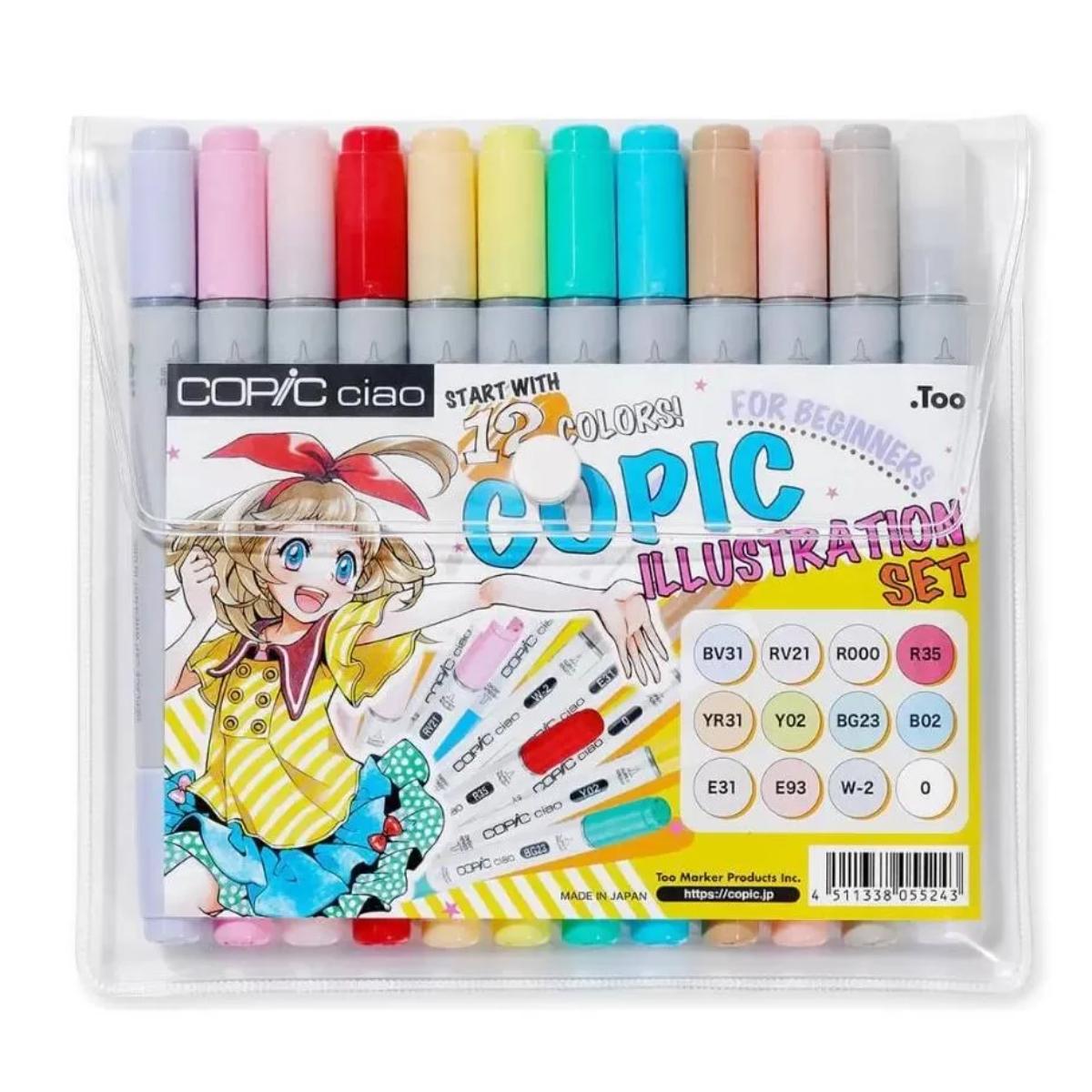 Copic Ciao - Estojo com 12 Cores - C/ Livro