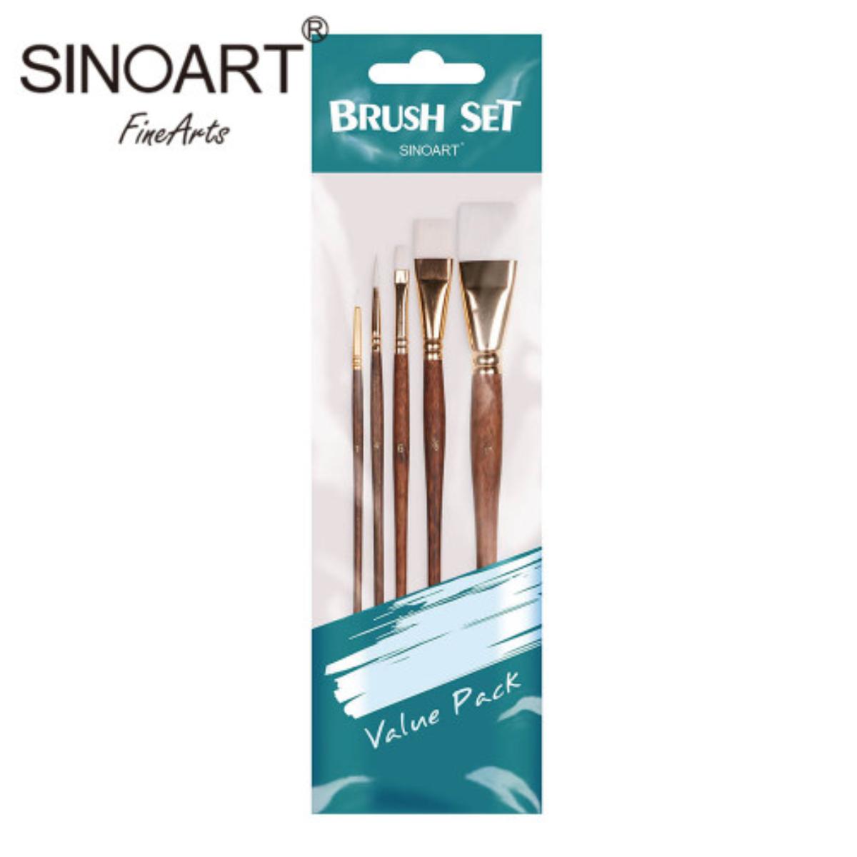 Kit Pincel Sintético Branco Sinoart C/5
