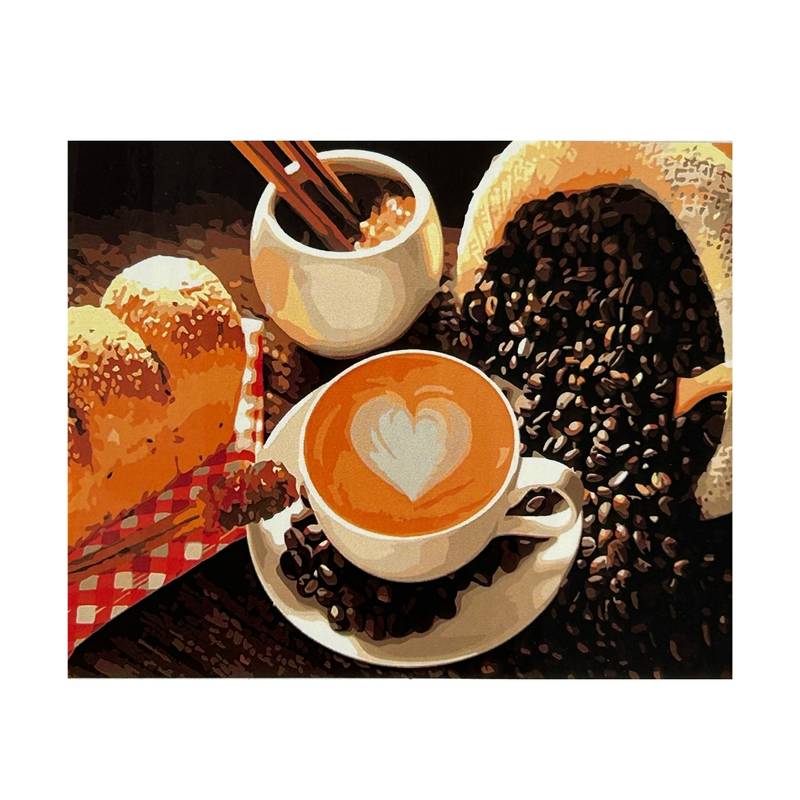 Kit Pintura Numerada em Tela - Café da Tarde - 40x50cm