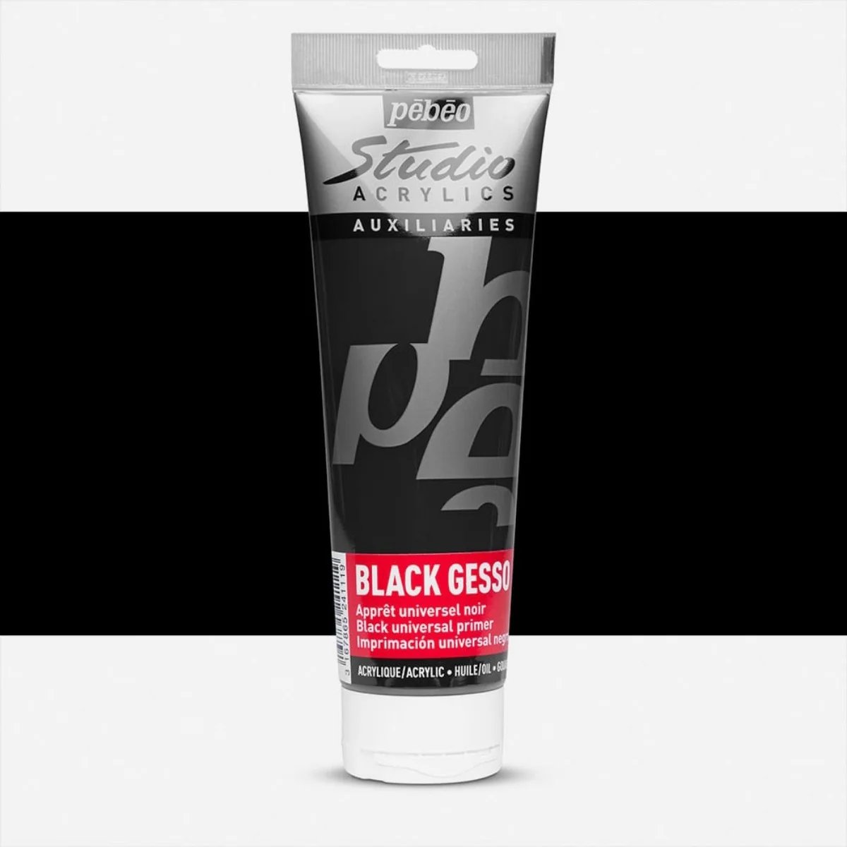 Gesso Acrílico Preto - Pebeo Studio Acrylics 250ml Black Gesso Livraria Skilo