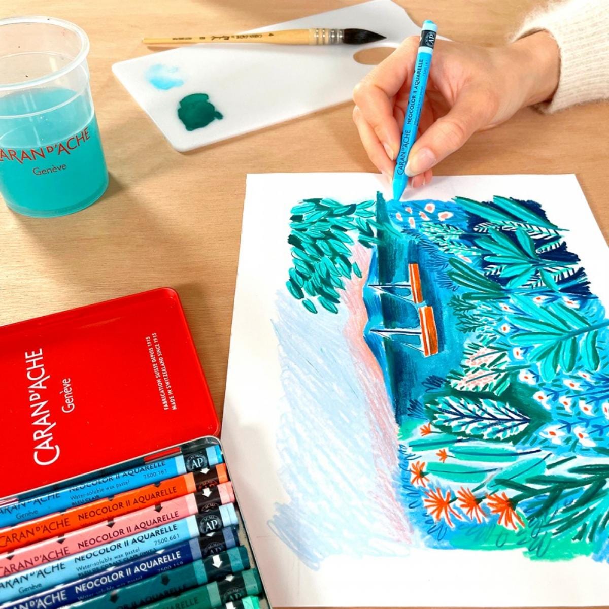 Giz Pastel Aquarelável Neocolor II - Caran D´Ache - Ed Especial Beya Rebai - 10 Tons Frios Caran D´ Ache