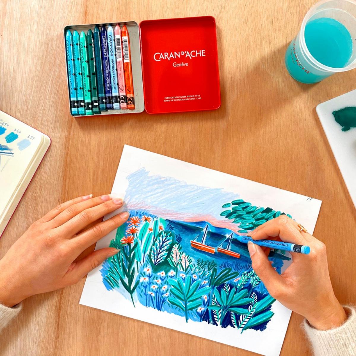 Giz Pastel Aquarelável Neocolor II - Caran D´Ache - Ed Especial Beya Rebai - 10 Tons Frios Caran D´ Ache