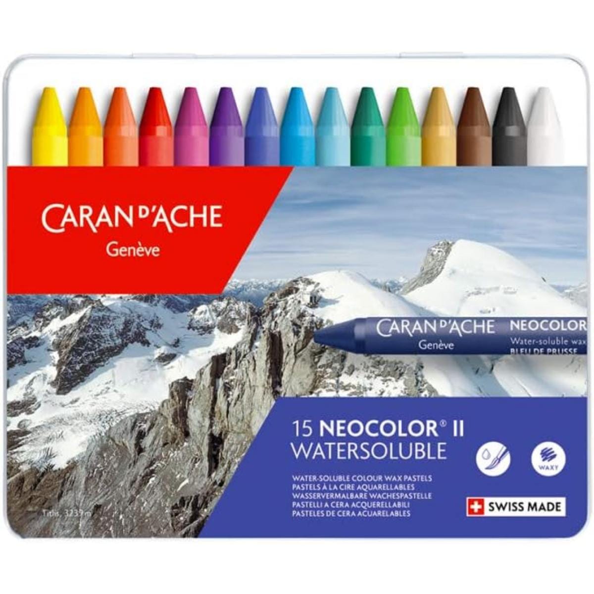 Giz Pastel Aquarelável Neocolor II - Caran D´Ache - Estojo com 15 Cores Caran D´ Ache