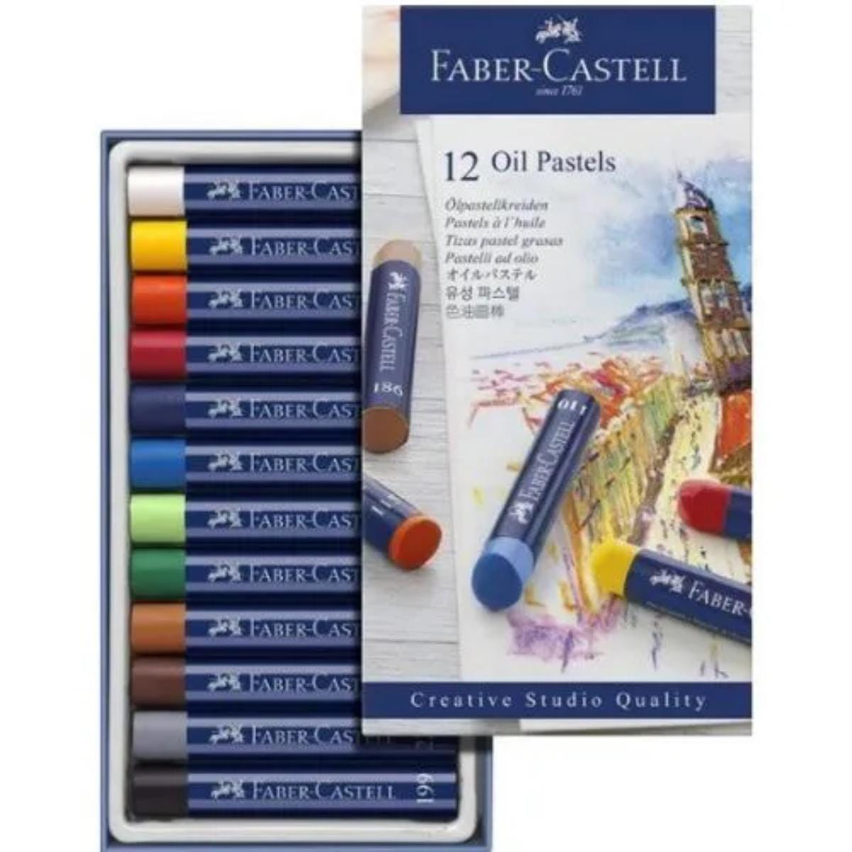 Giz Pastel Oleoso Faber Castell - 12 Cores - Goldfaber Faber Castell