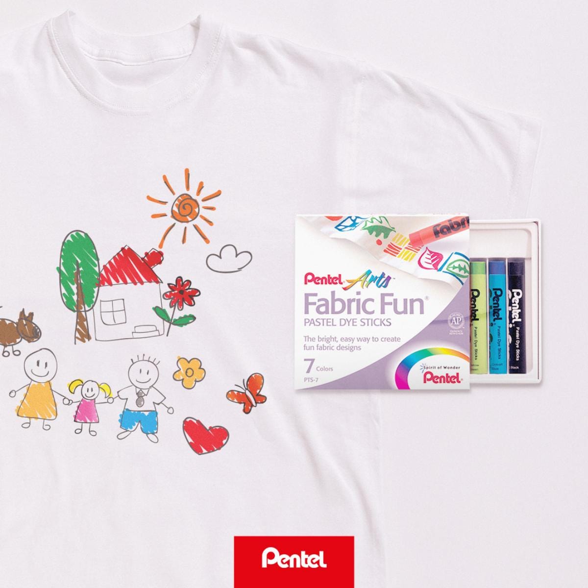 Giz Pastel Para Tecido Pentel - 7 Cores Pentel