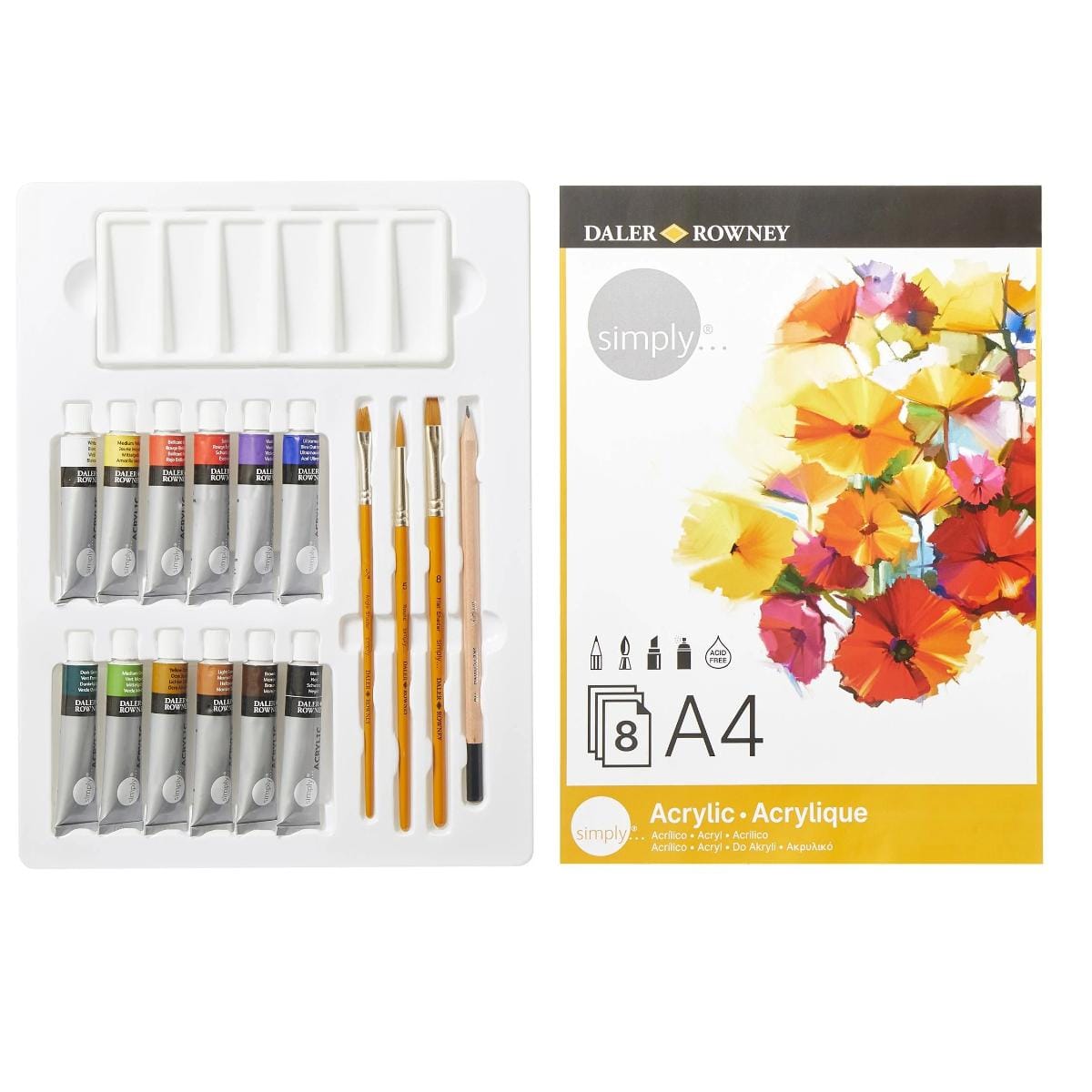 Kit Acrílica Daler & Rowney - Simply - 25 Itens Daler & Rowney